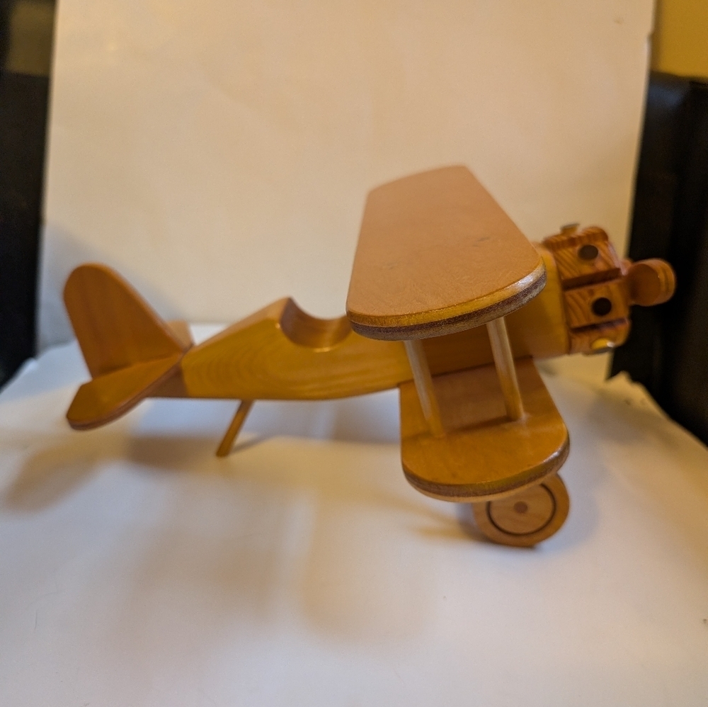 Handmade Wooden Airplane bi-plane Toy/Decoration - Picture 5 of 8